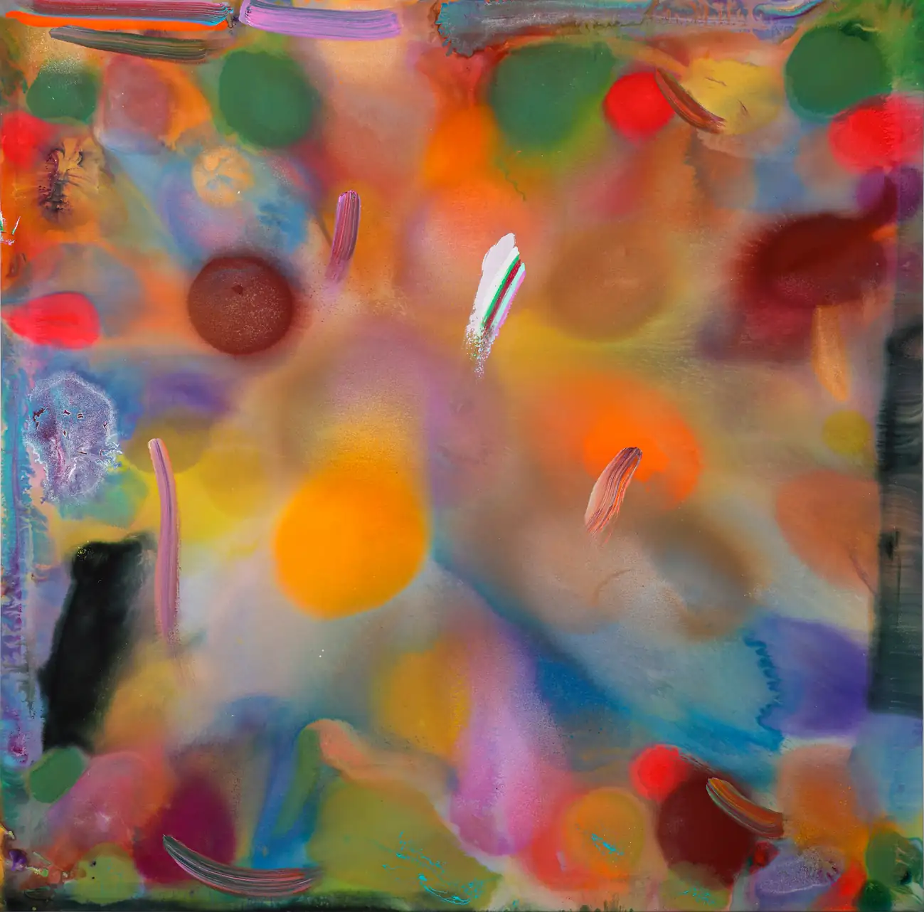 Emma Stone Johnson atmospheric abstract oil painting with soft luminous color fields and floating orbs, Opa Projects gallery Miami, In Three Movements 2026