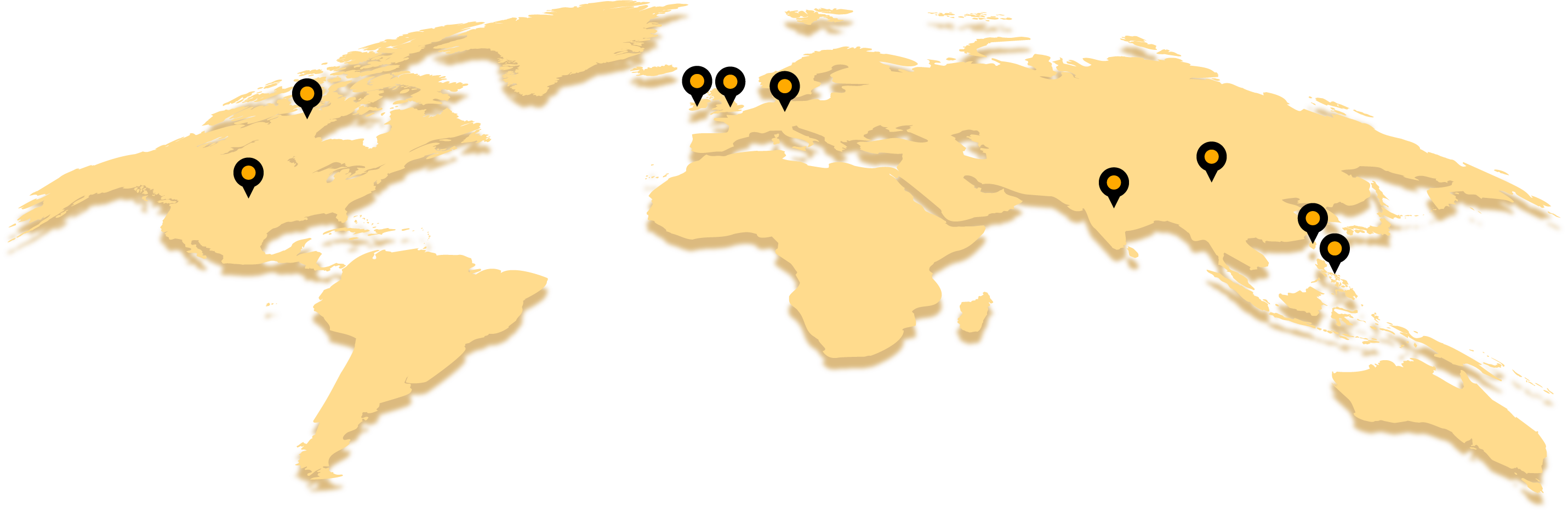 The Game Marketer branches map across different countries