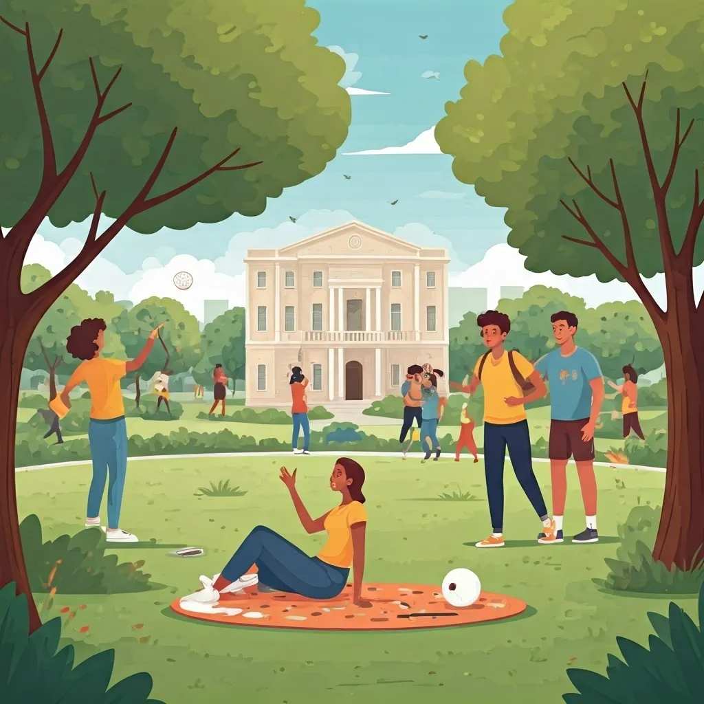 Diverse community activity in a park
