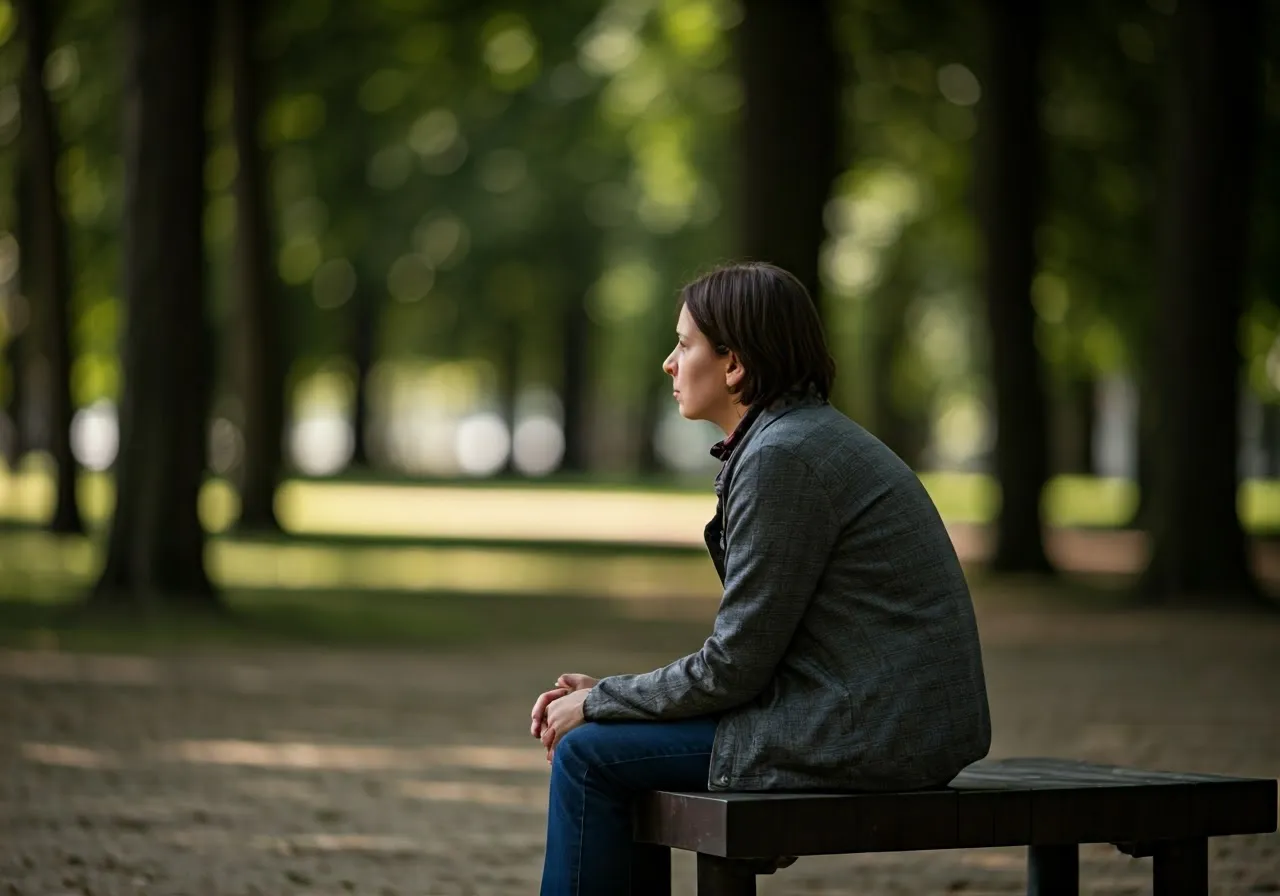 Person in park reflecting