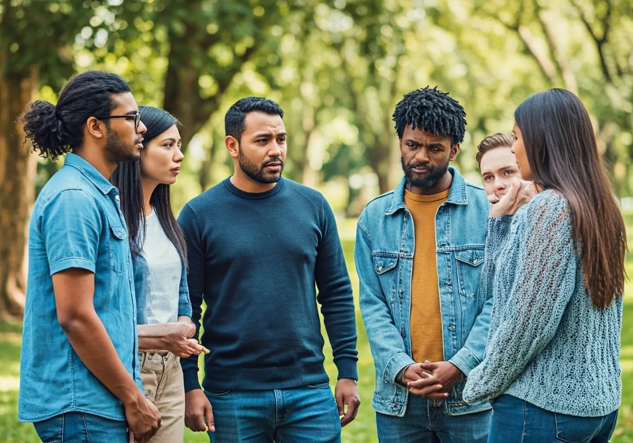 Diverse group discussing mental health