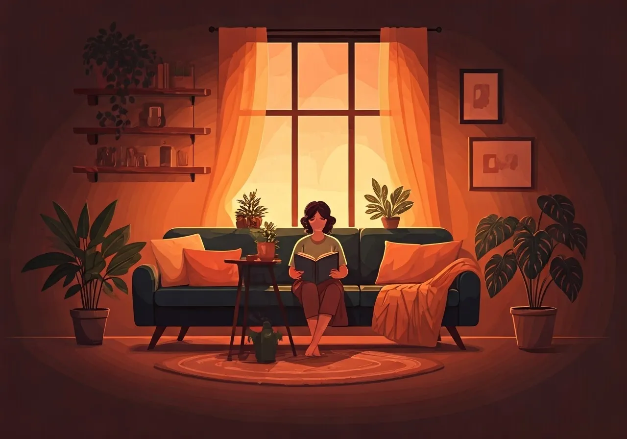 Person practicing self-care at home