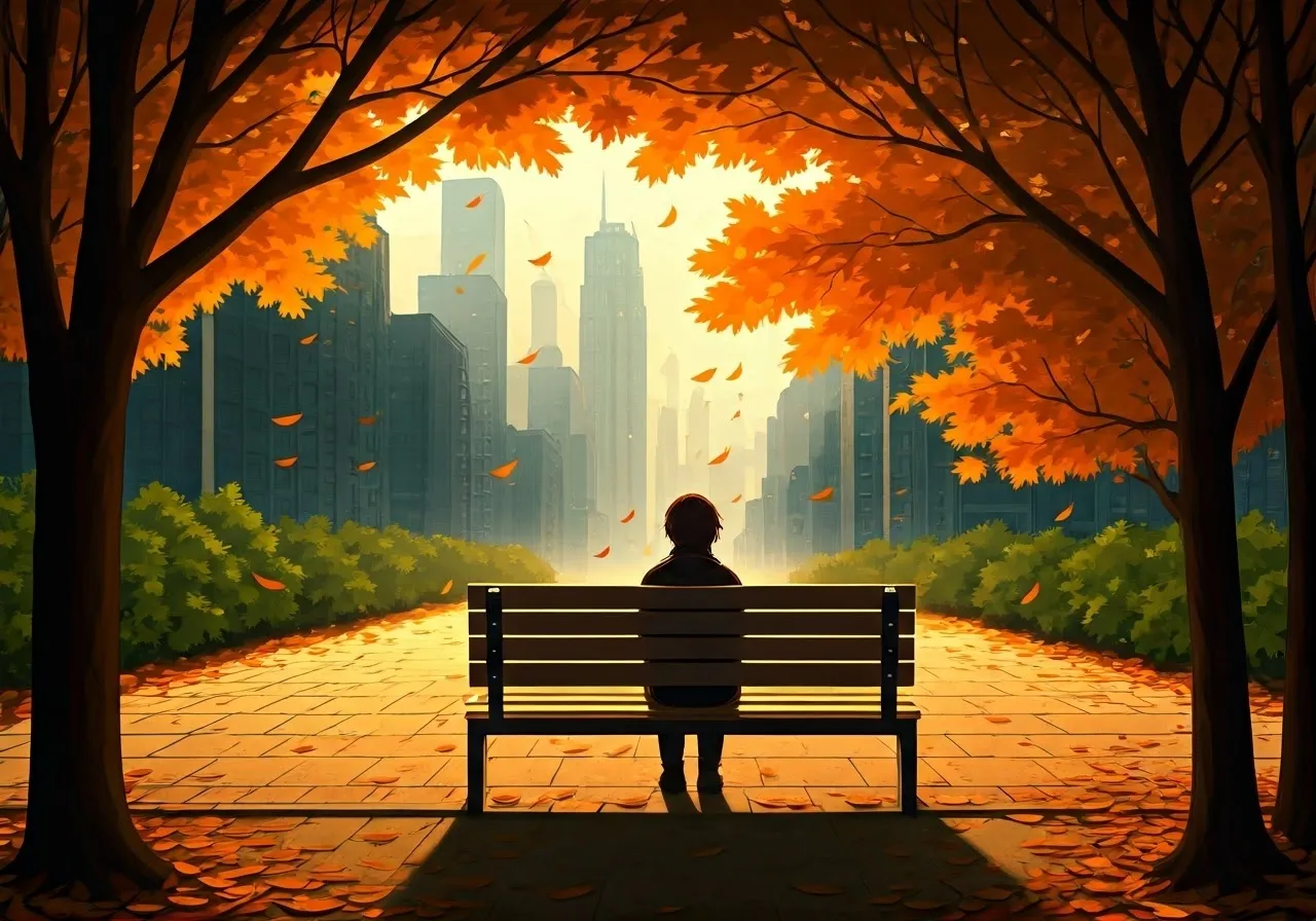 Person sitting alone in a park