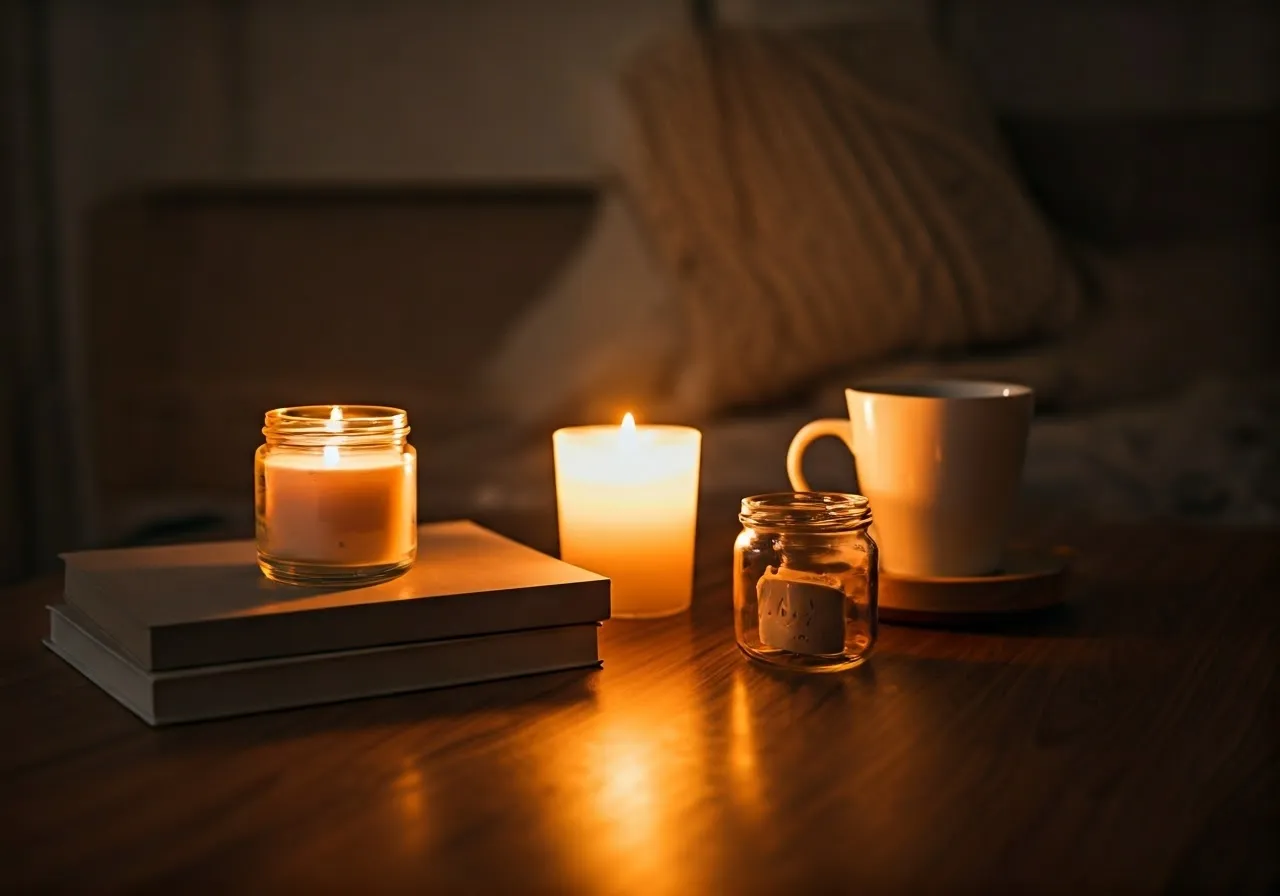Cozy self-care setup at home