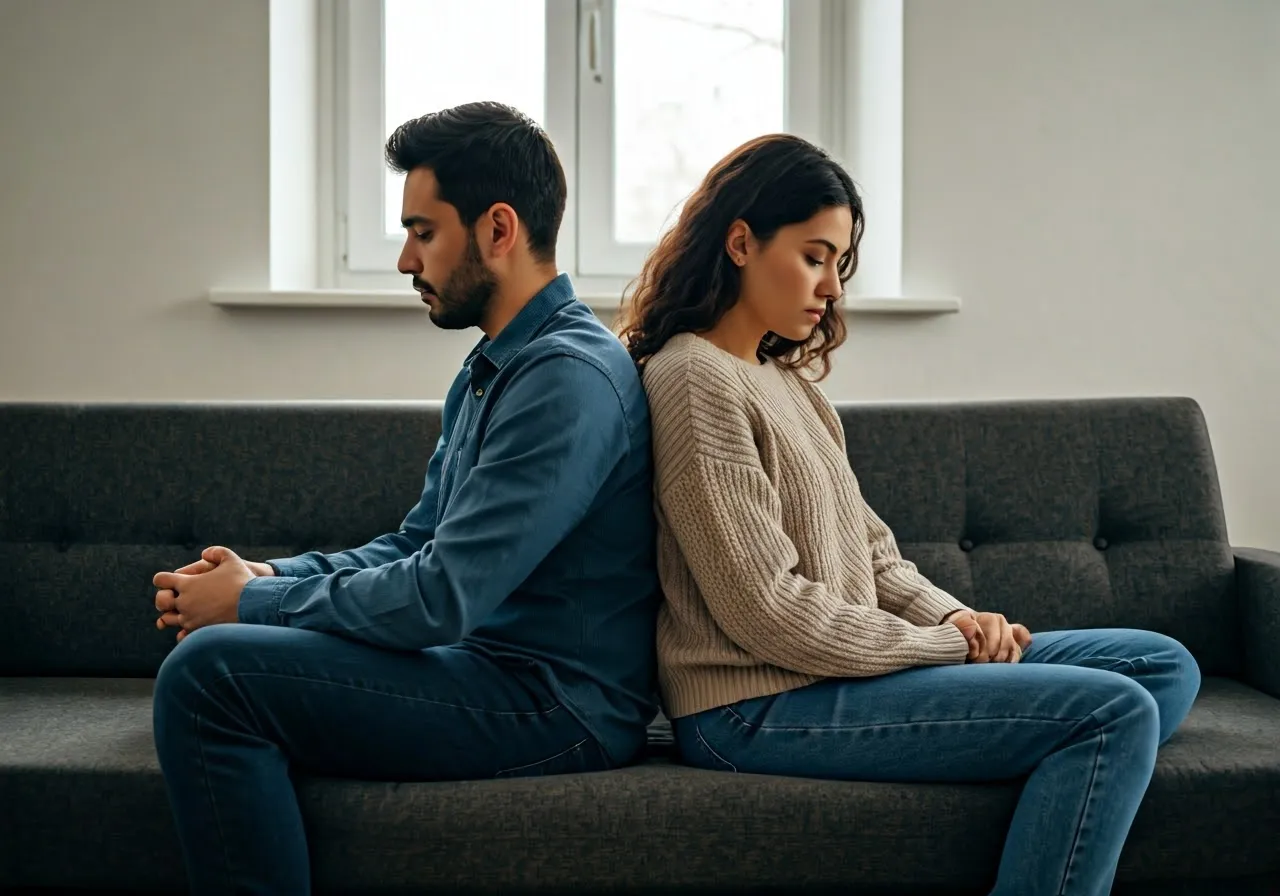 Couple showing emotional distance