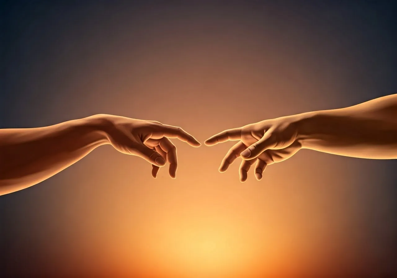 Connecting hands representing unity