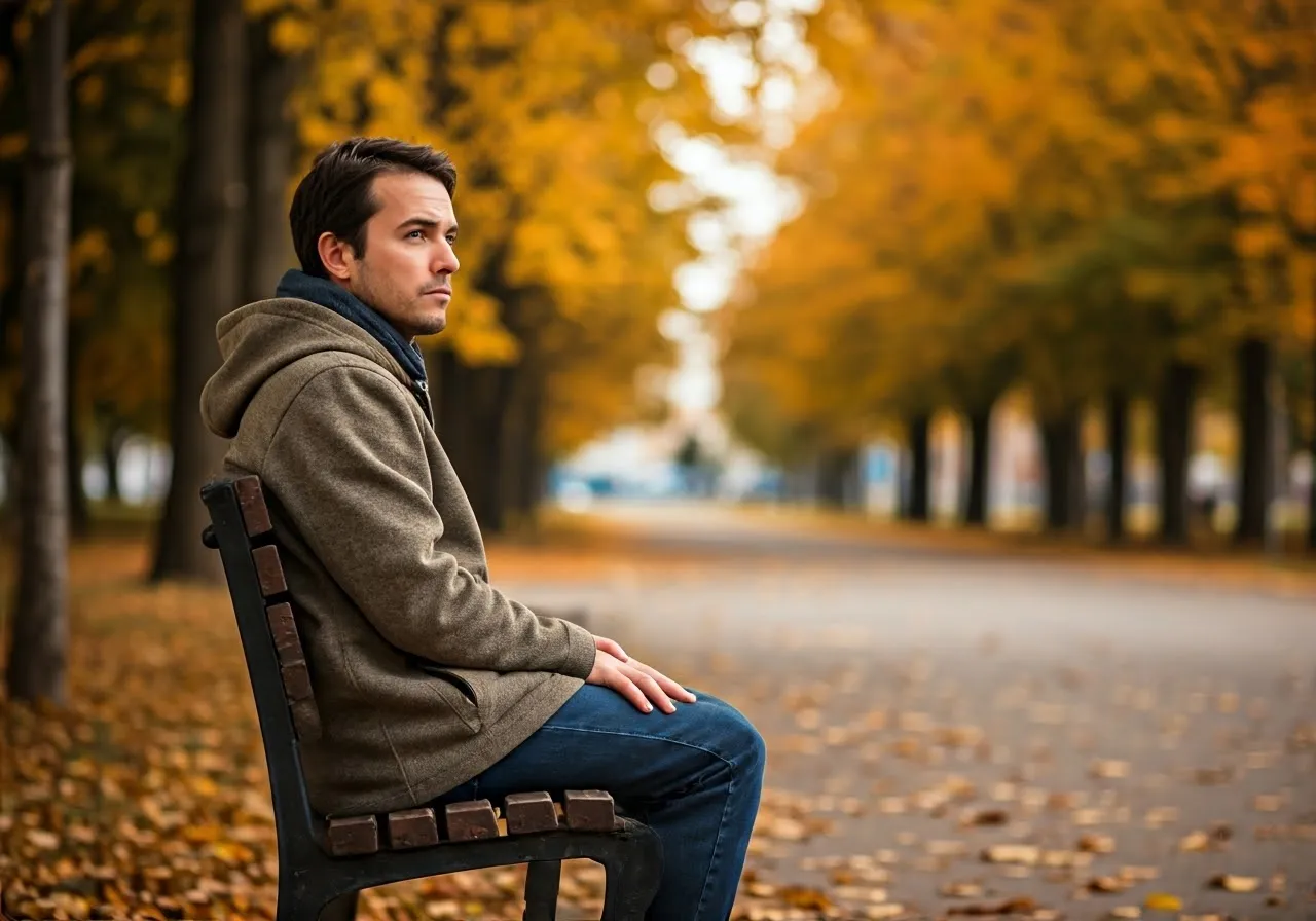 Person on bench in contemplation