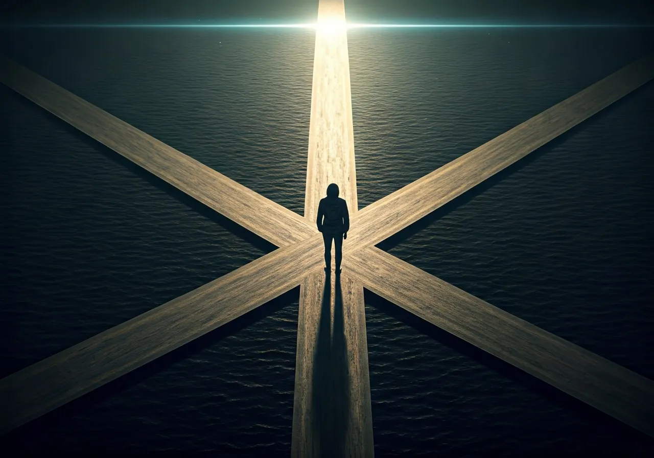 Person at crossroads of life