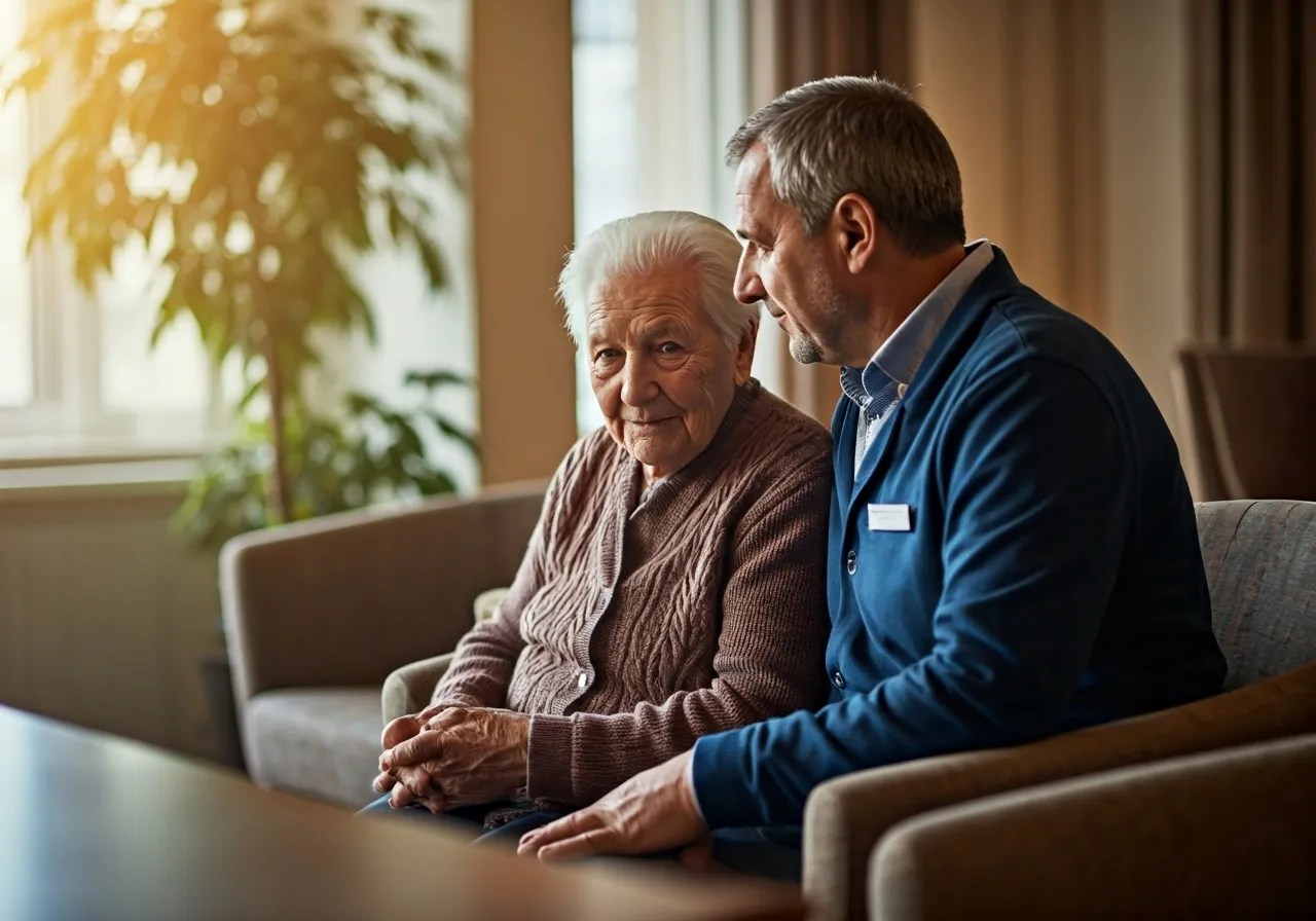 Caregiver with elderly resident