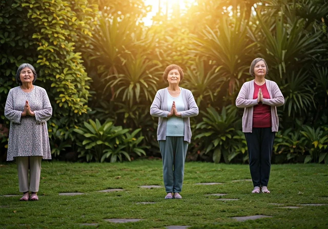Seniors practicing mindfulness