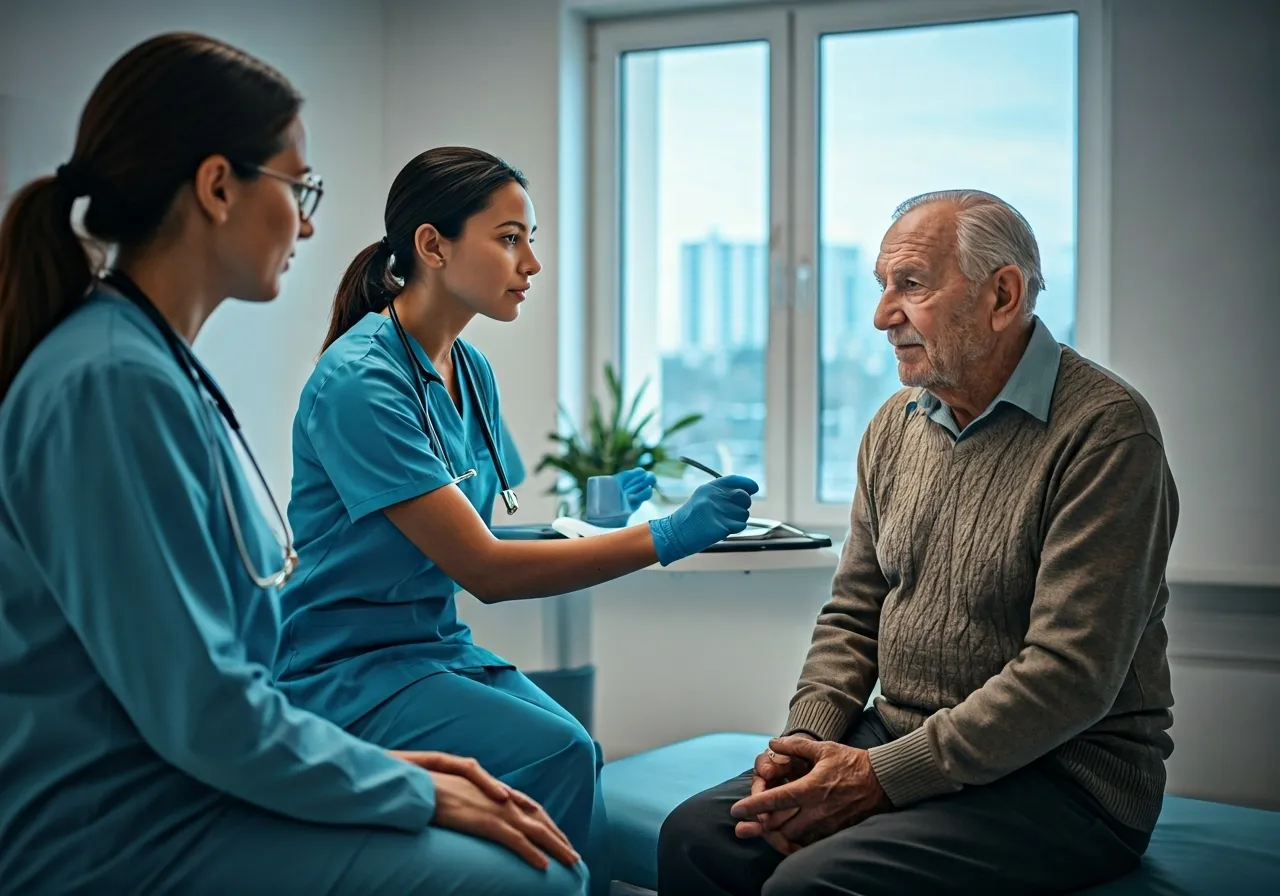 Nurse screening elderly patient