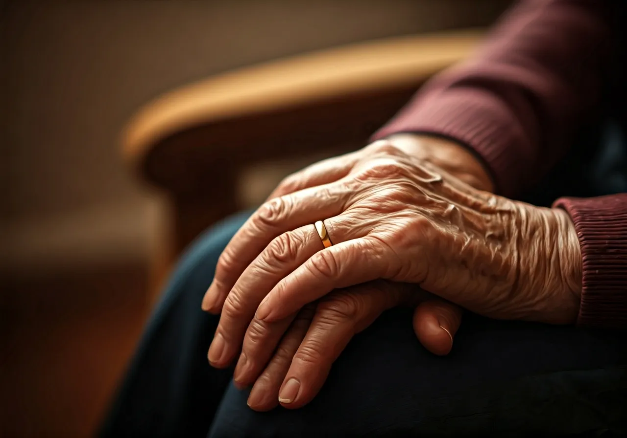 Elderly hands showing emotion