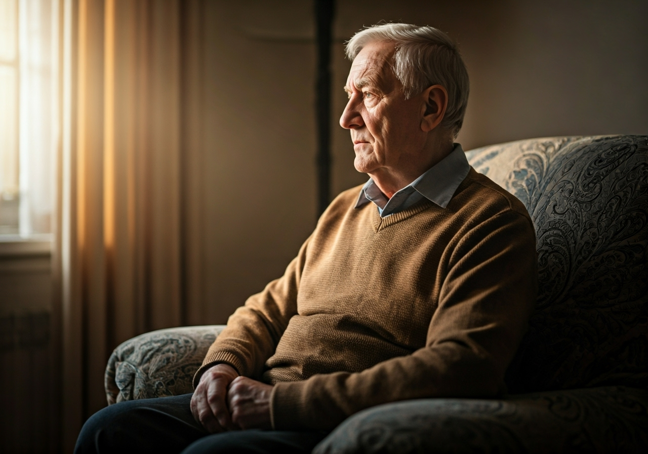 elderly person sitting alone