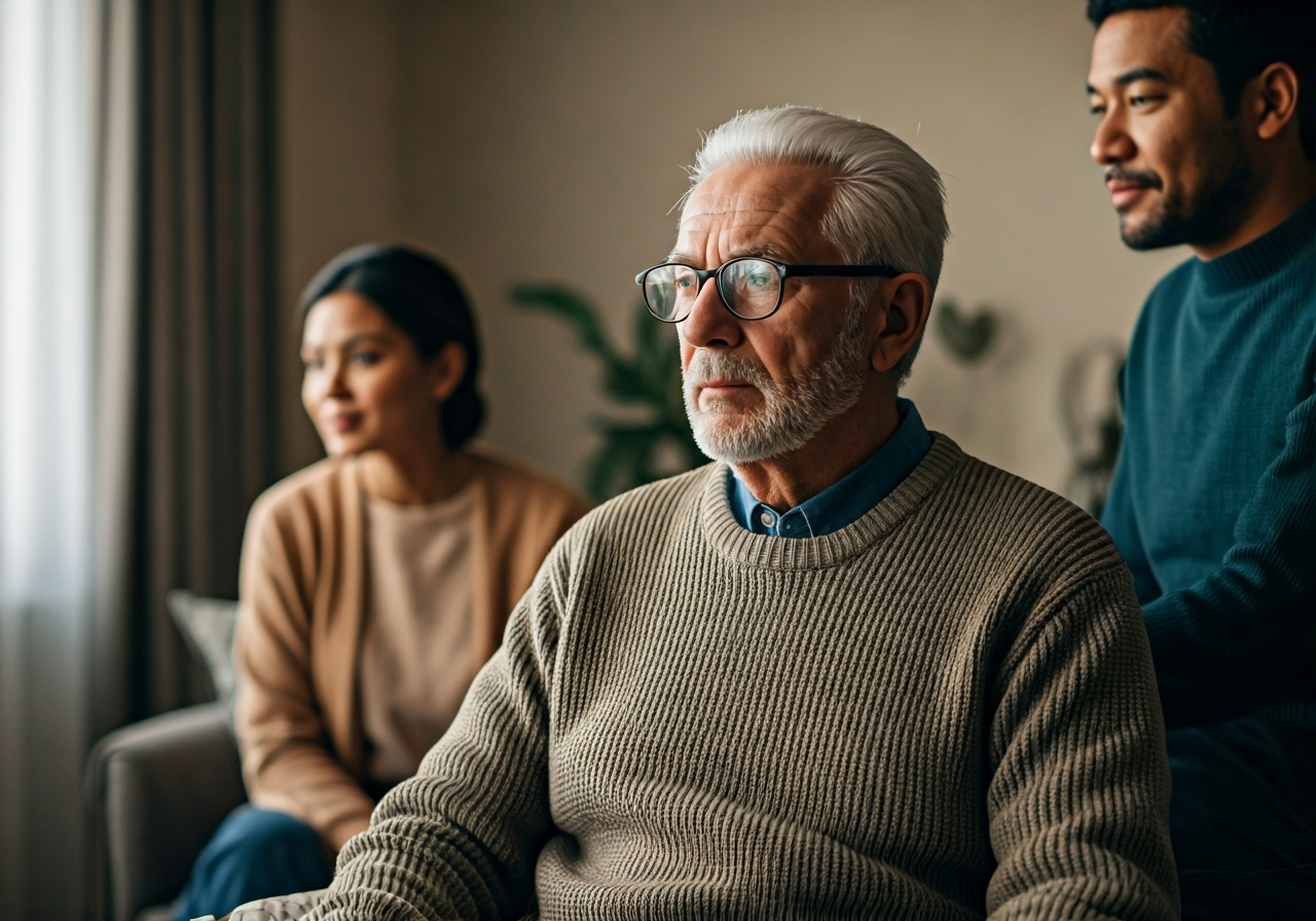 elderly person with family
