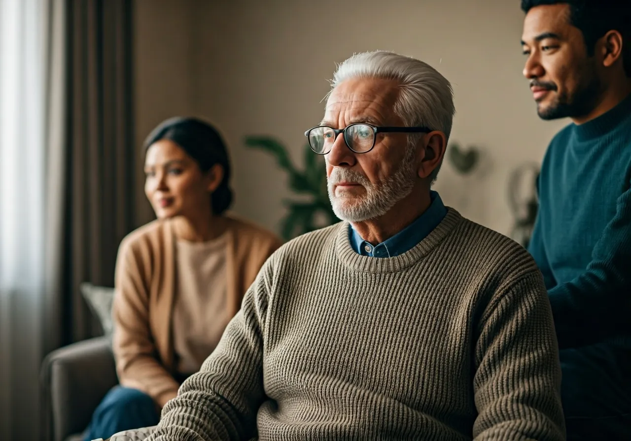 elderly person with family