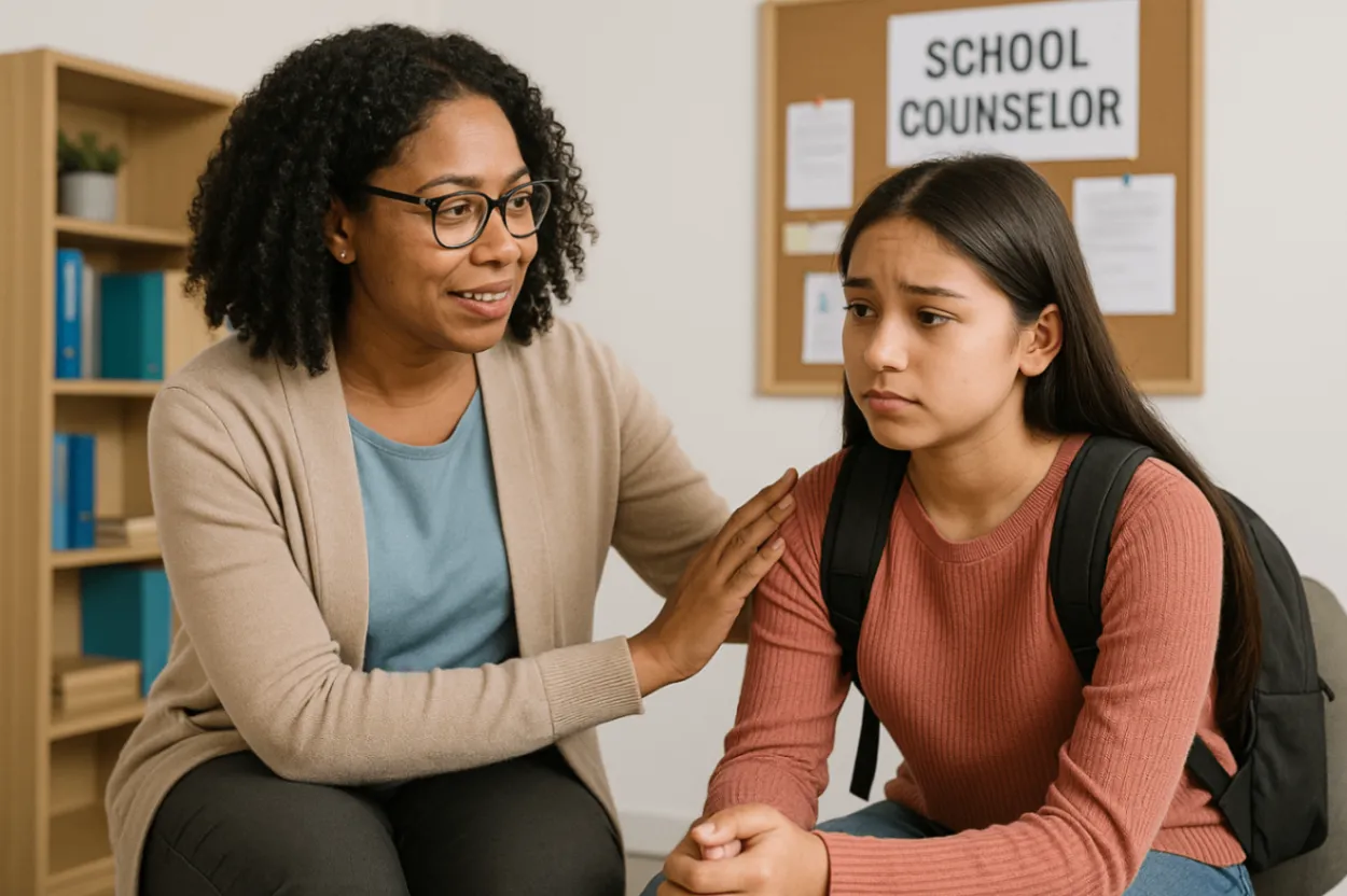 School counselor supporting student