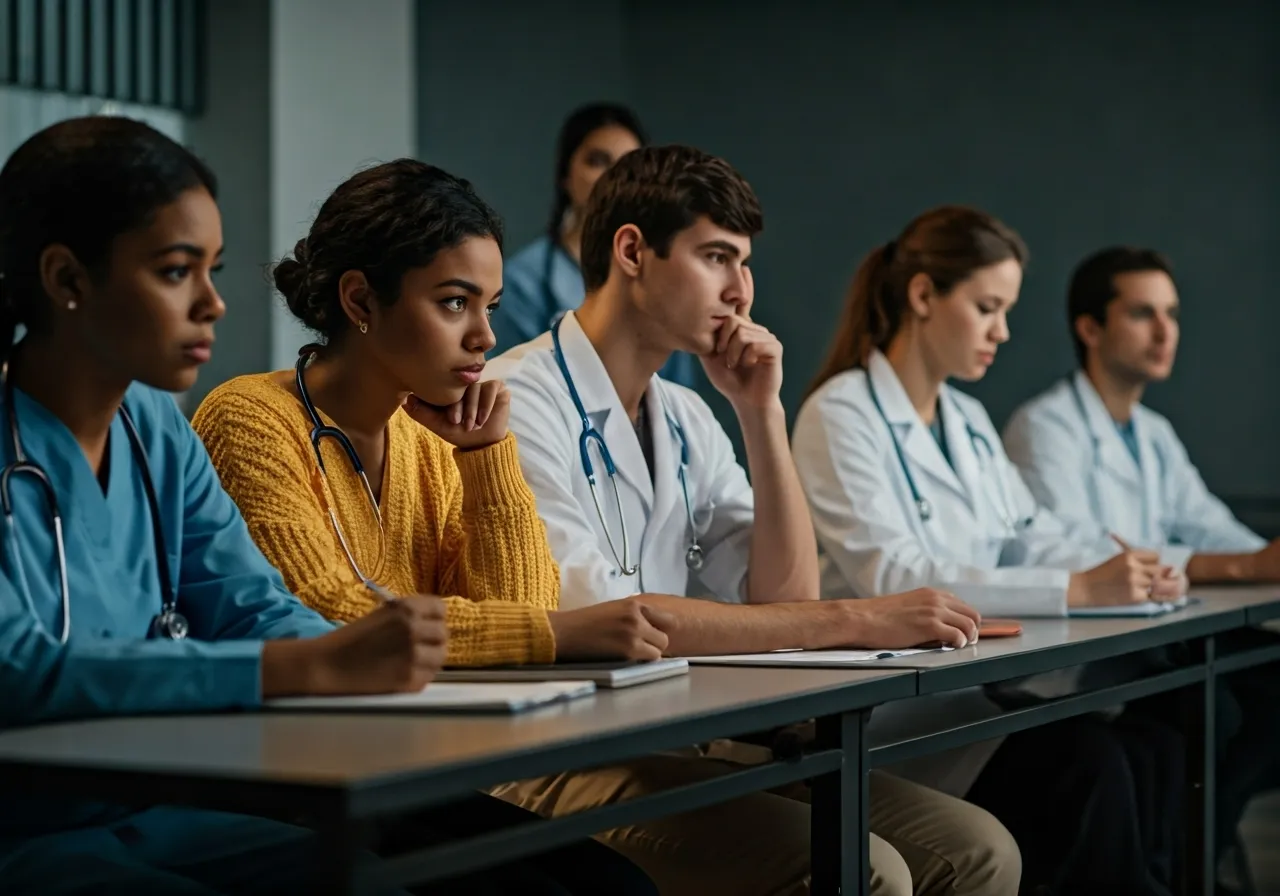 anxious medical students in class