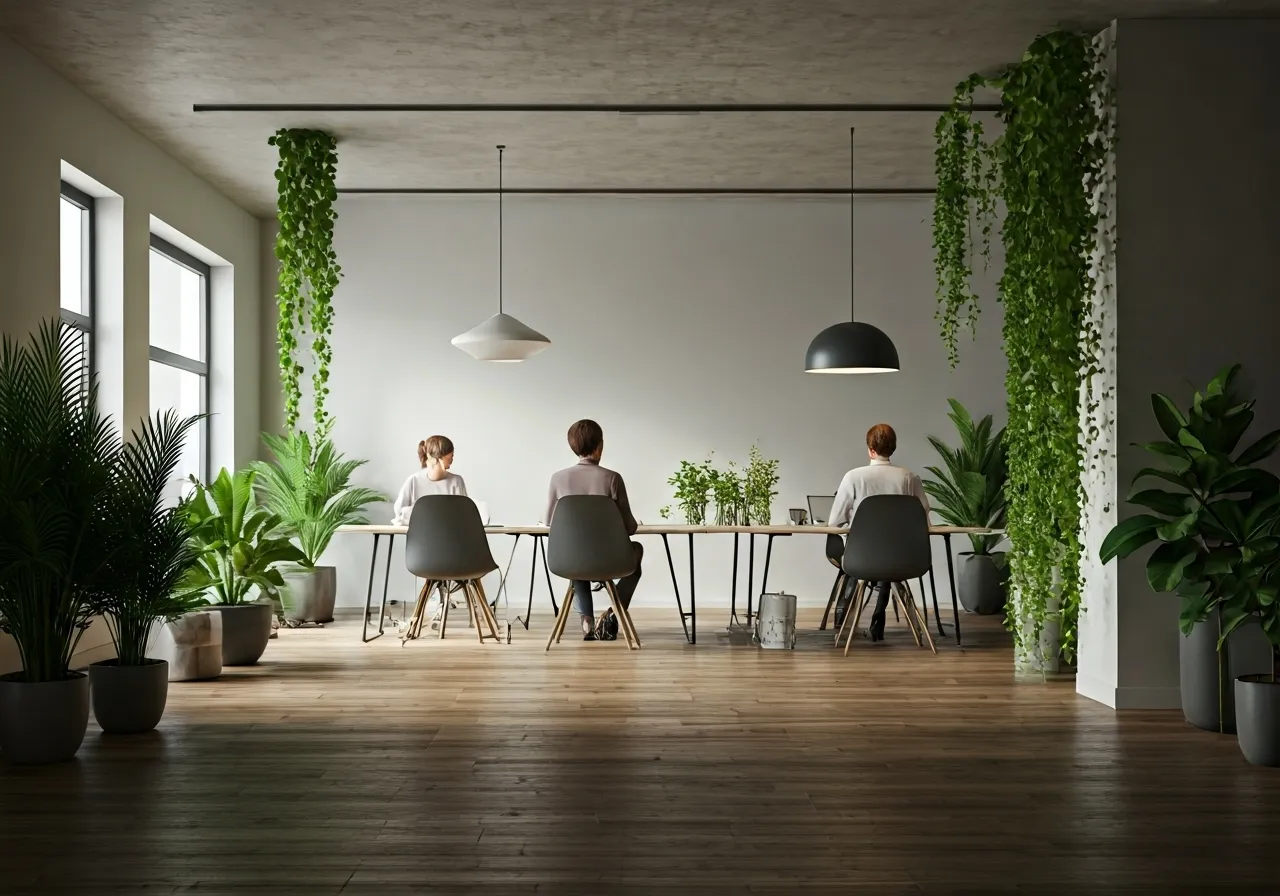 Calm workplace with serene atmosphere