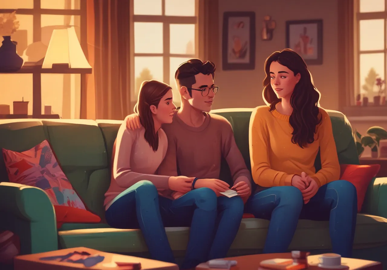 Parent and teen talking at home