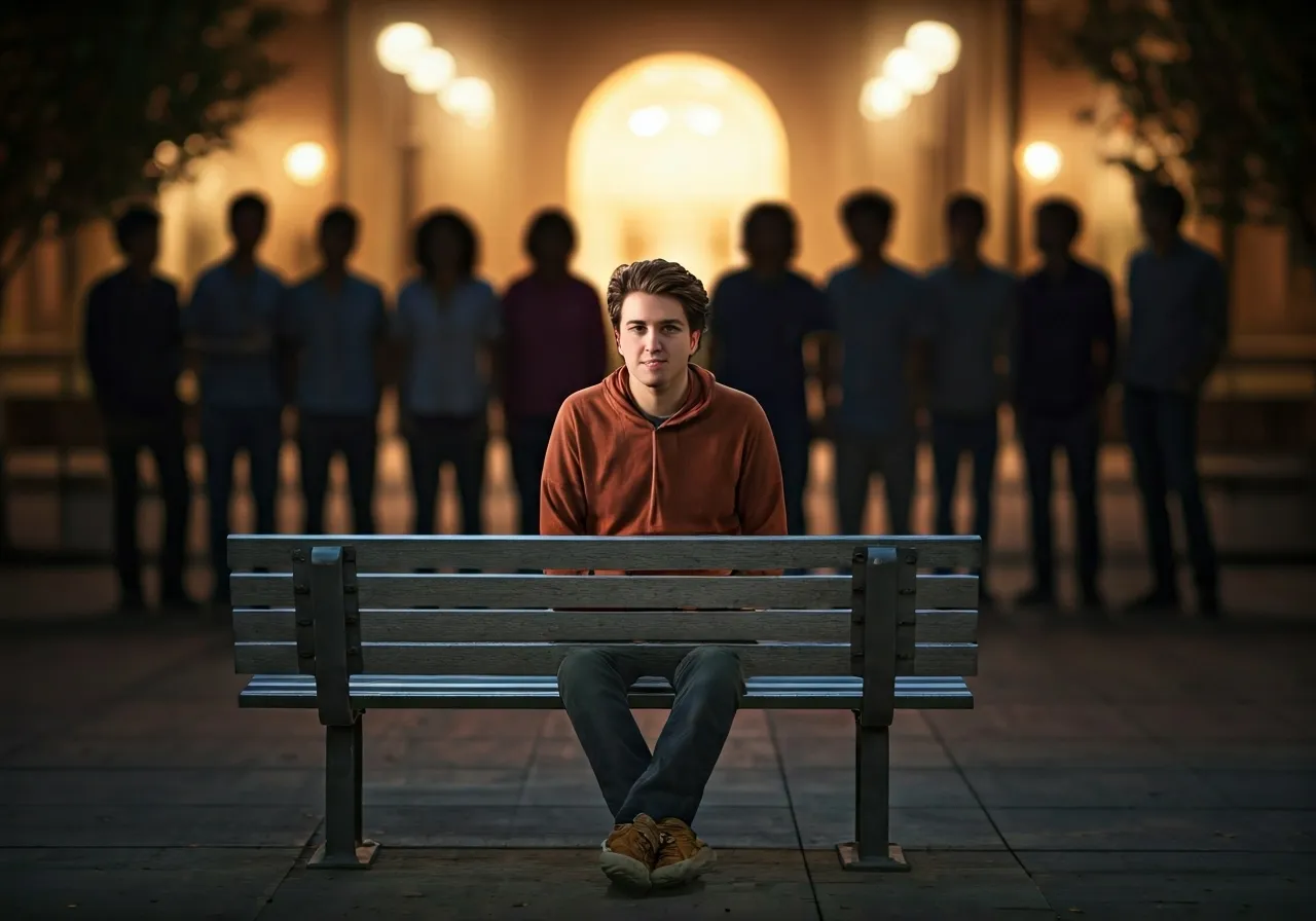 student sitting alone on campus
