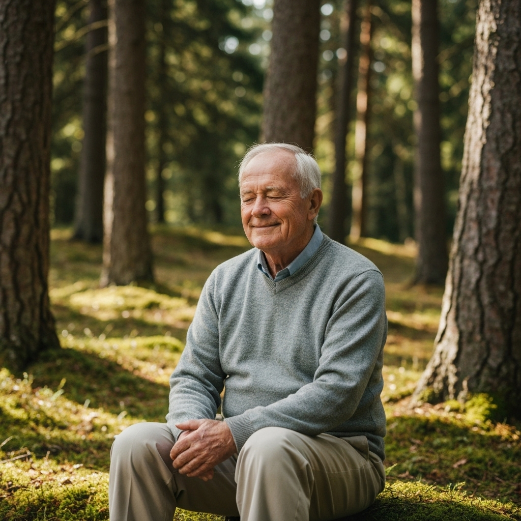 Person practicing emotional regulation outdoors