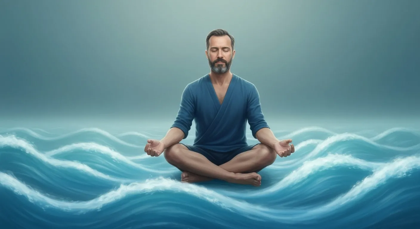 Person surrounded by calming waves