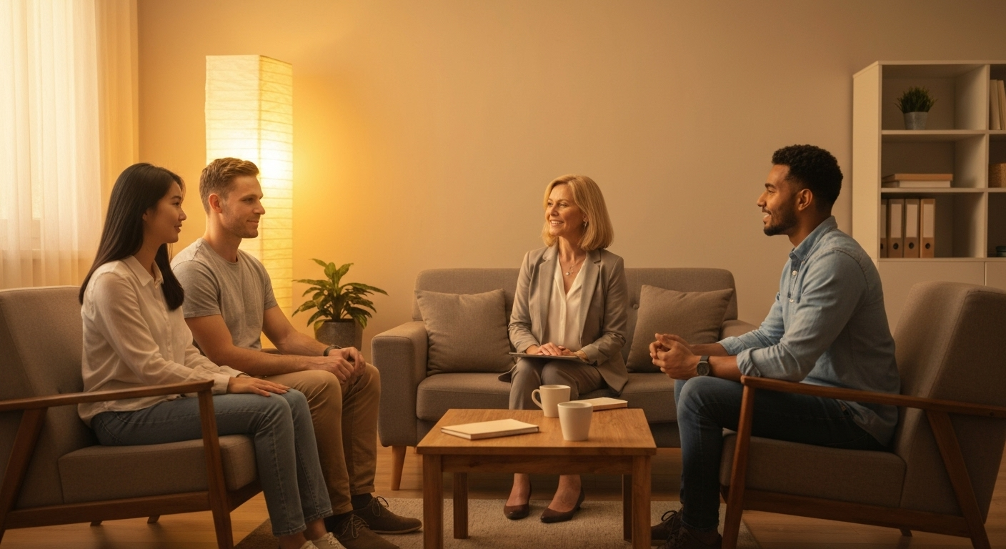 Couples counseling session digital art