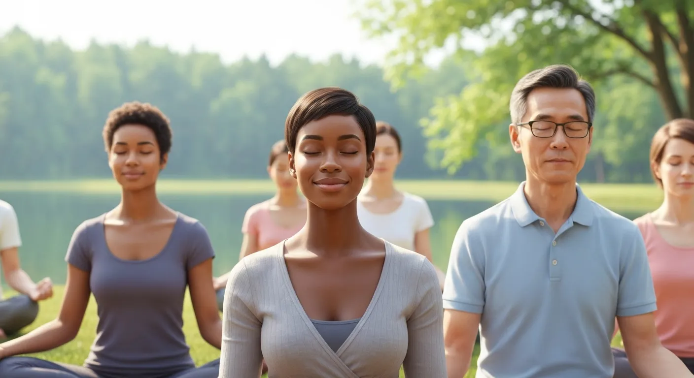 People practicing mindfulness outdoors