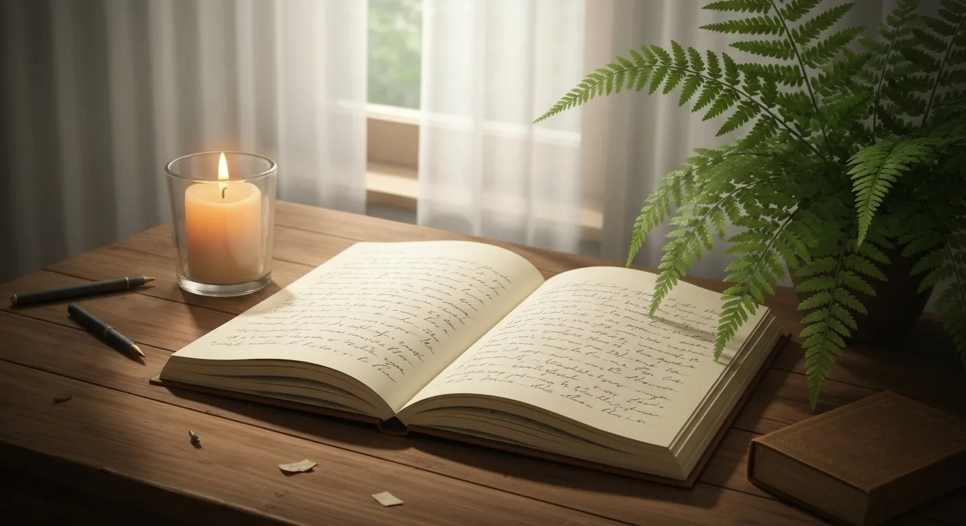 Open journal with calming elements