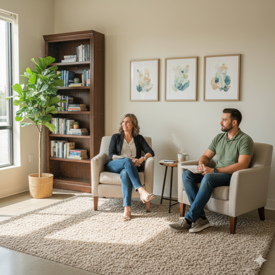 Therapy session in Houston office