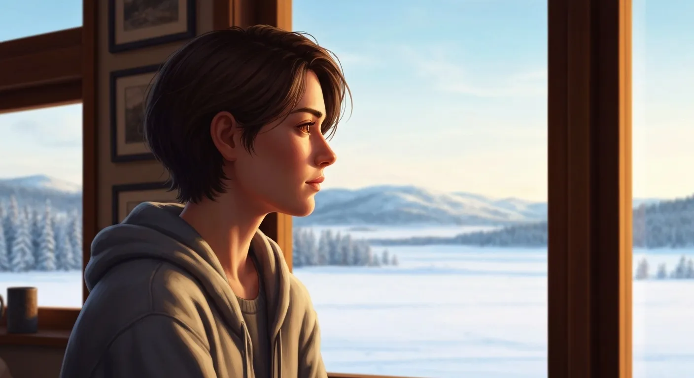 Person reflecting during winter