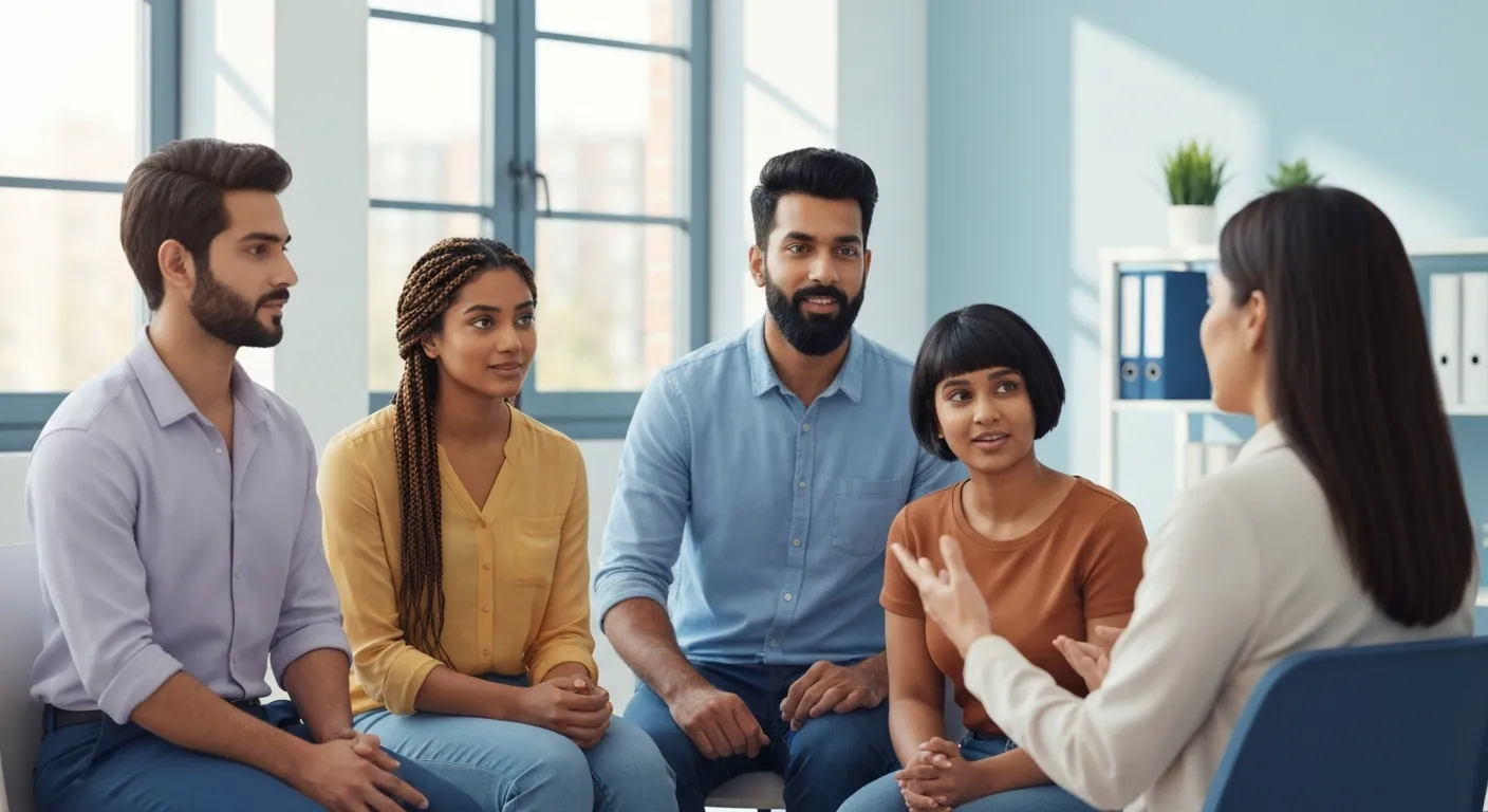 South Asian adults in therapy session