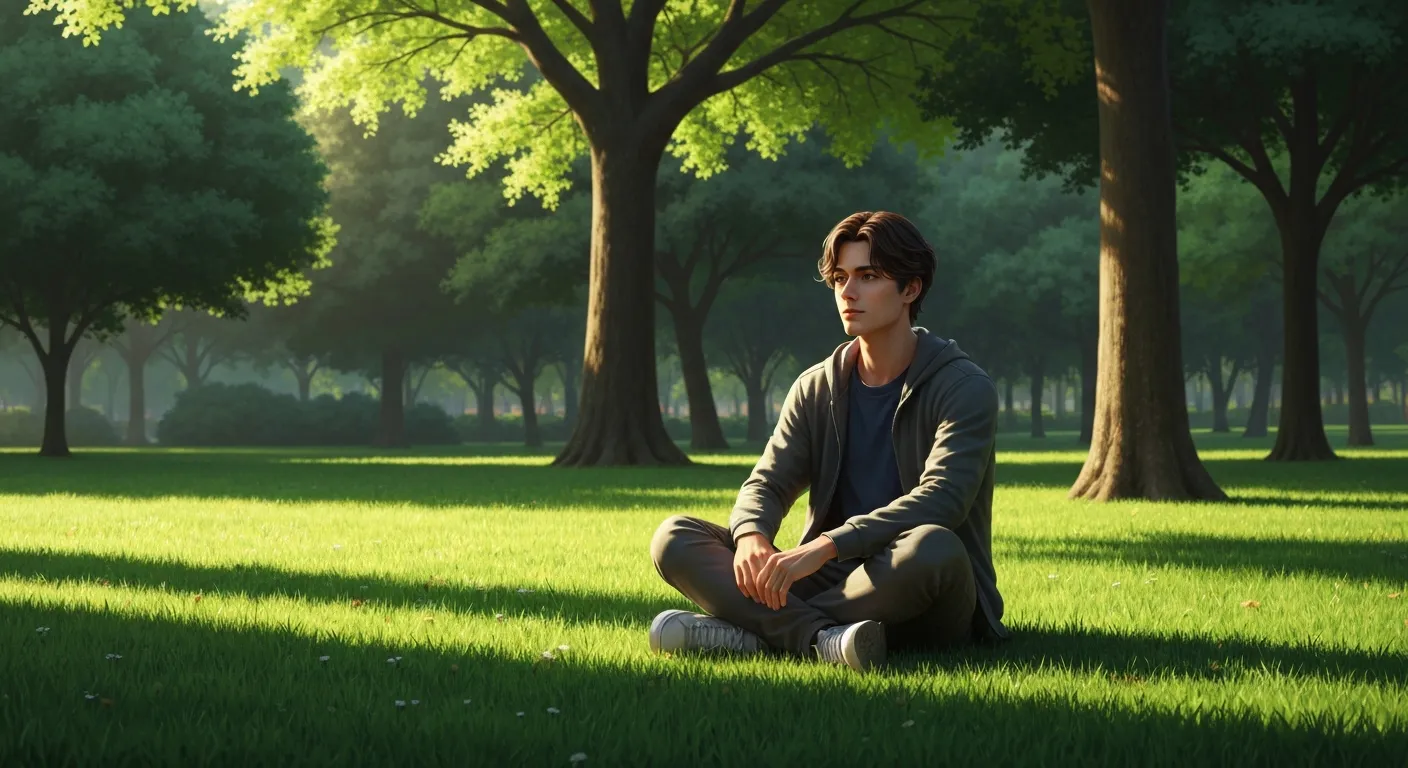 Person relaxing in sunny park