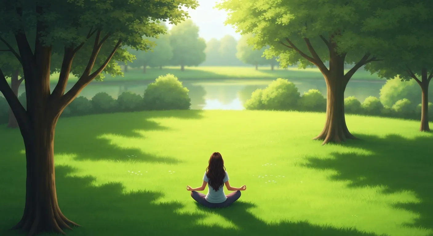 Person meditating in a sunlit park