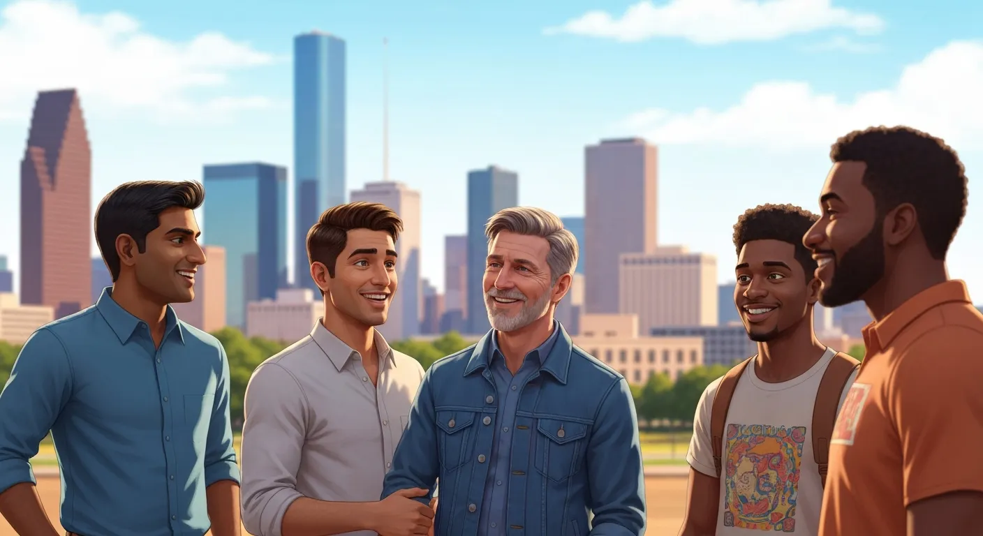 Men discussing mental health outdoors