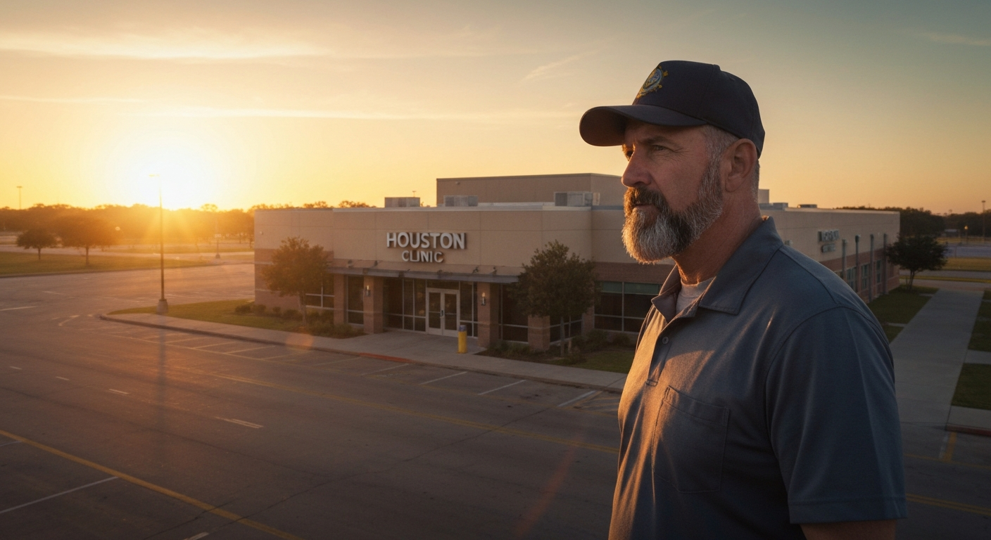 Hopeful veteran outside clinic