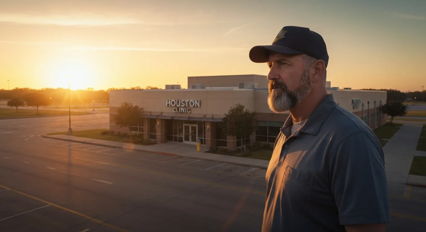 Hopeful veteran outside clinic
