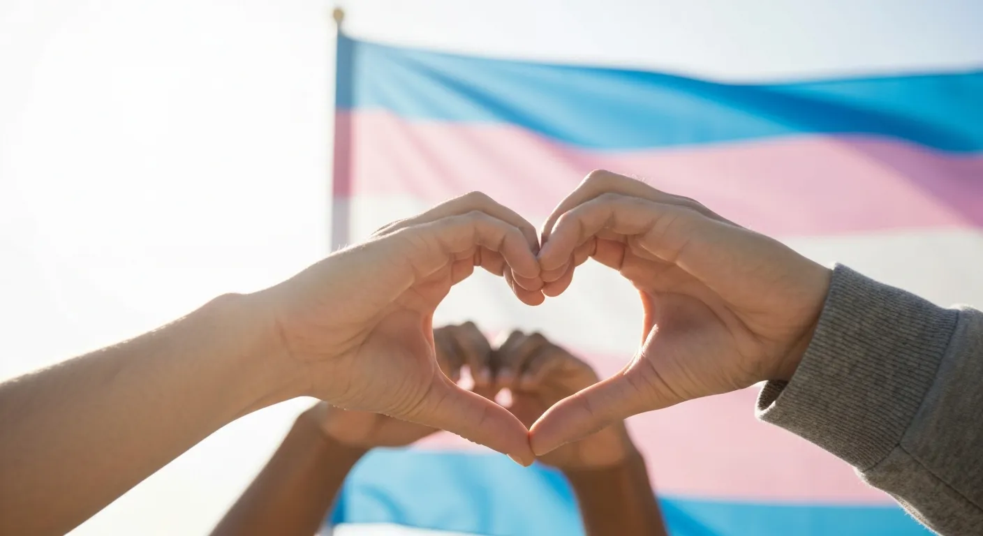 Transgender flag and united hands