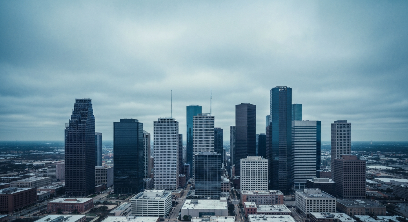 Cloudy Houston skyline view