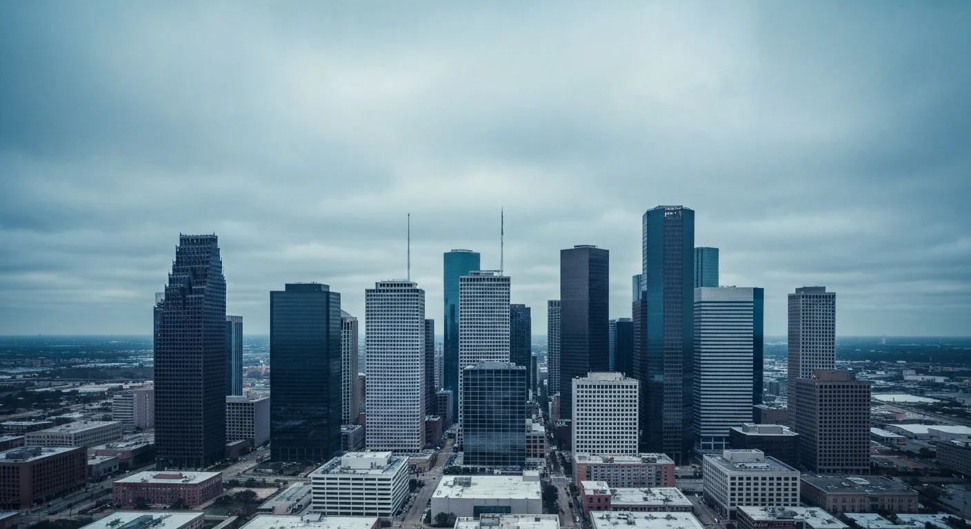 Cloudy Houston skyline view