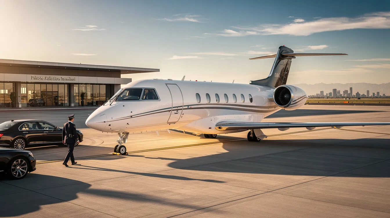 The image showcases a sleek private jet parked on the tarmac, highlighting its new paint job and modern design, ideal for customers interested in private aviation and aircraft sales. This visual emphasizes the luxury and efficiency of owning a private jet, suitable for business or personal travel.