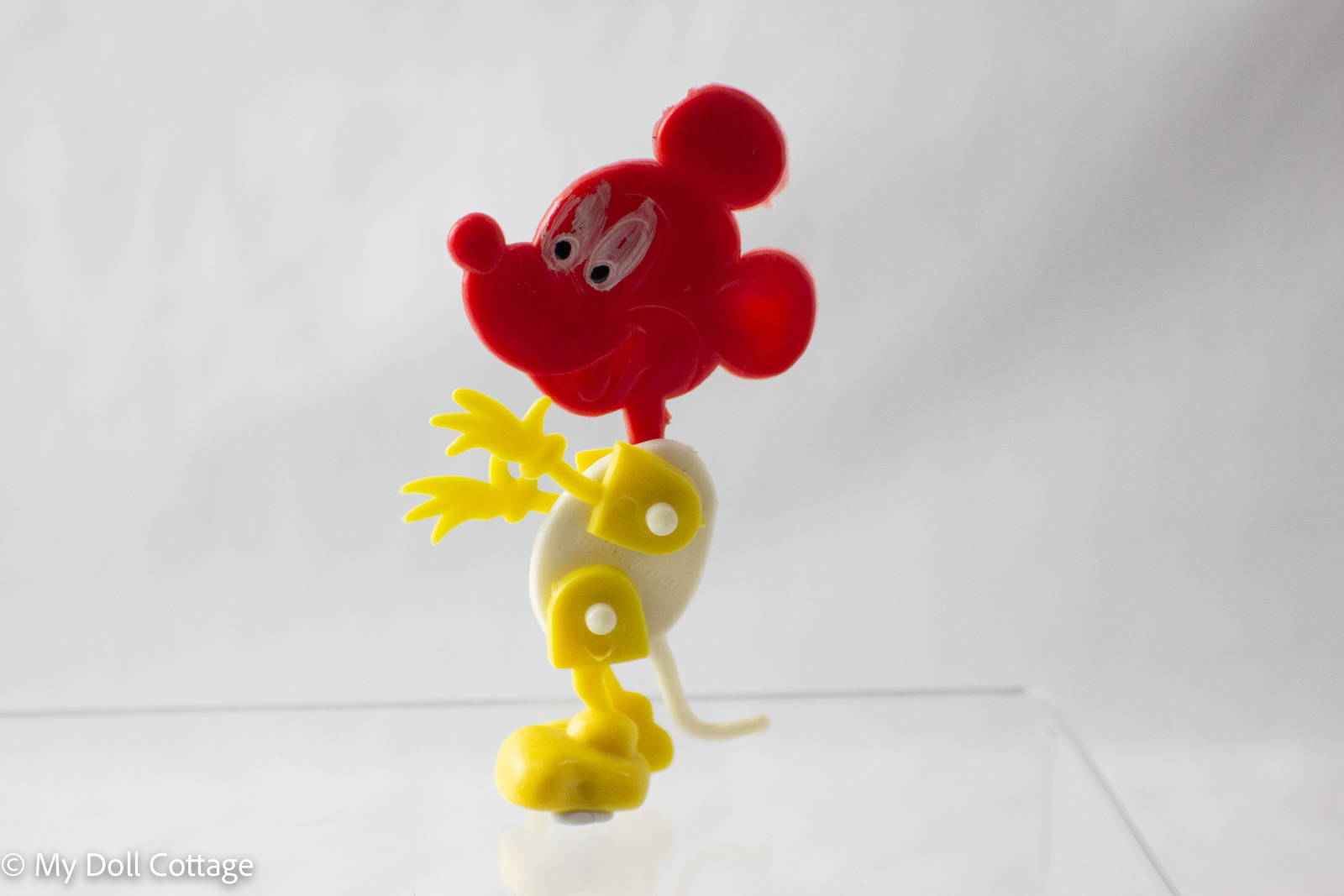 Vintage Mickey Mouse Flat Plastic Toy with Movable Limbs – Made in Hong Kong