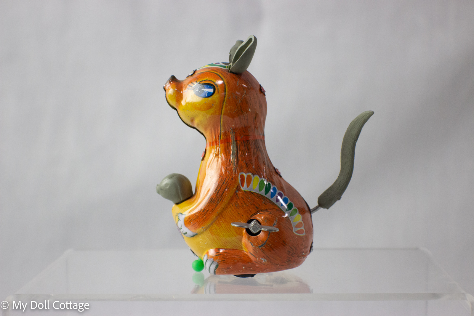 1960's Windup Litho Tin Kangaroo with Joey Toy
