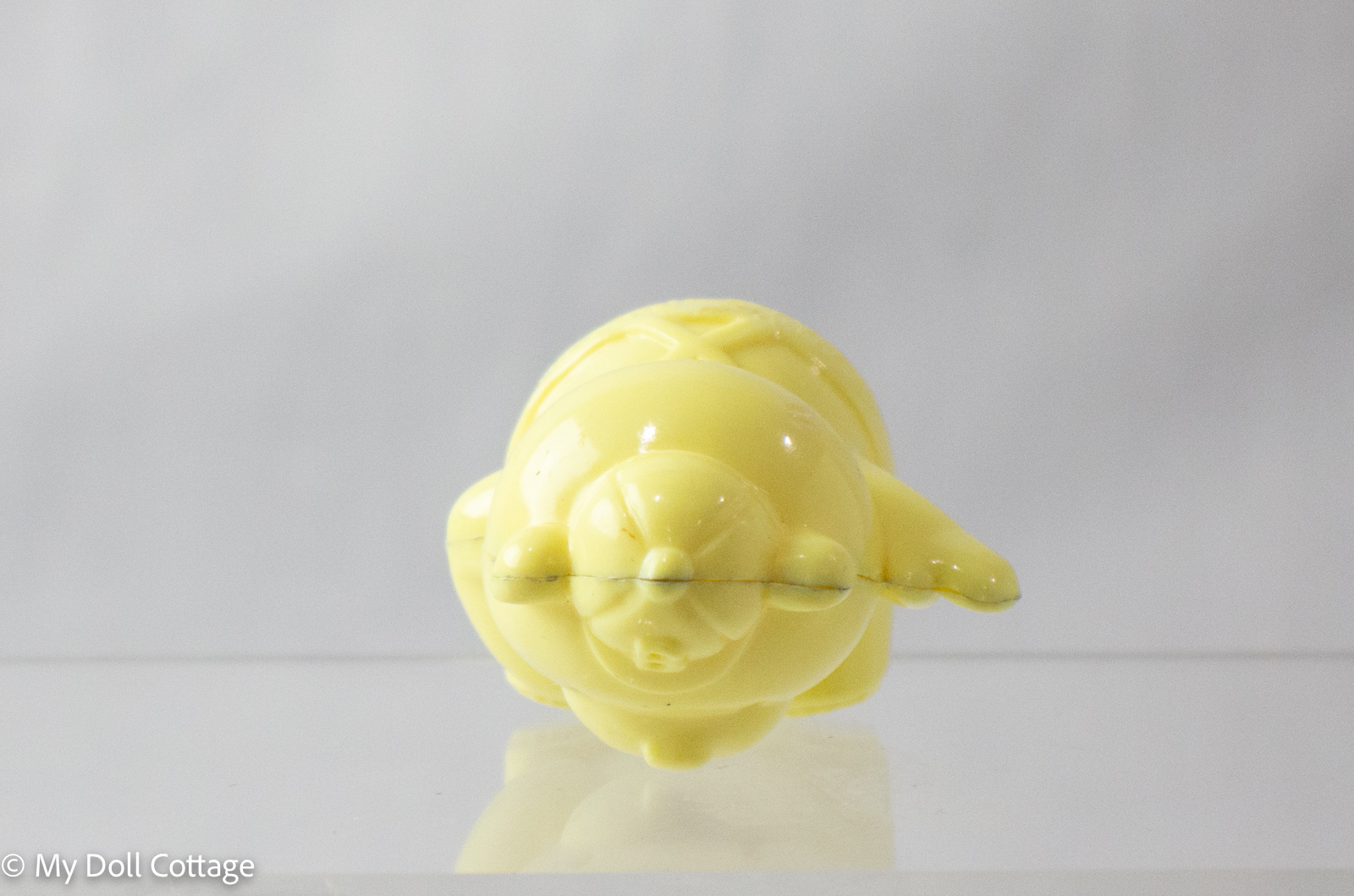Top view of Bearnie the Bear sharpener highlighting molded details.