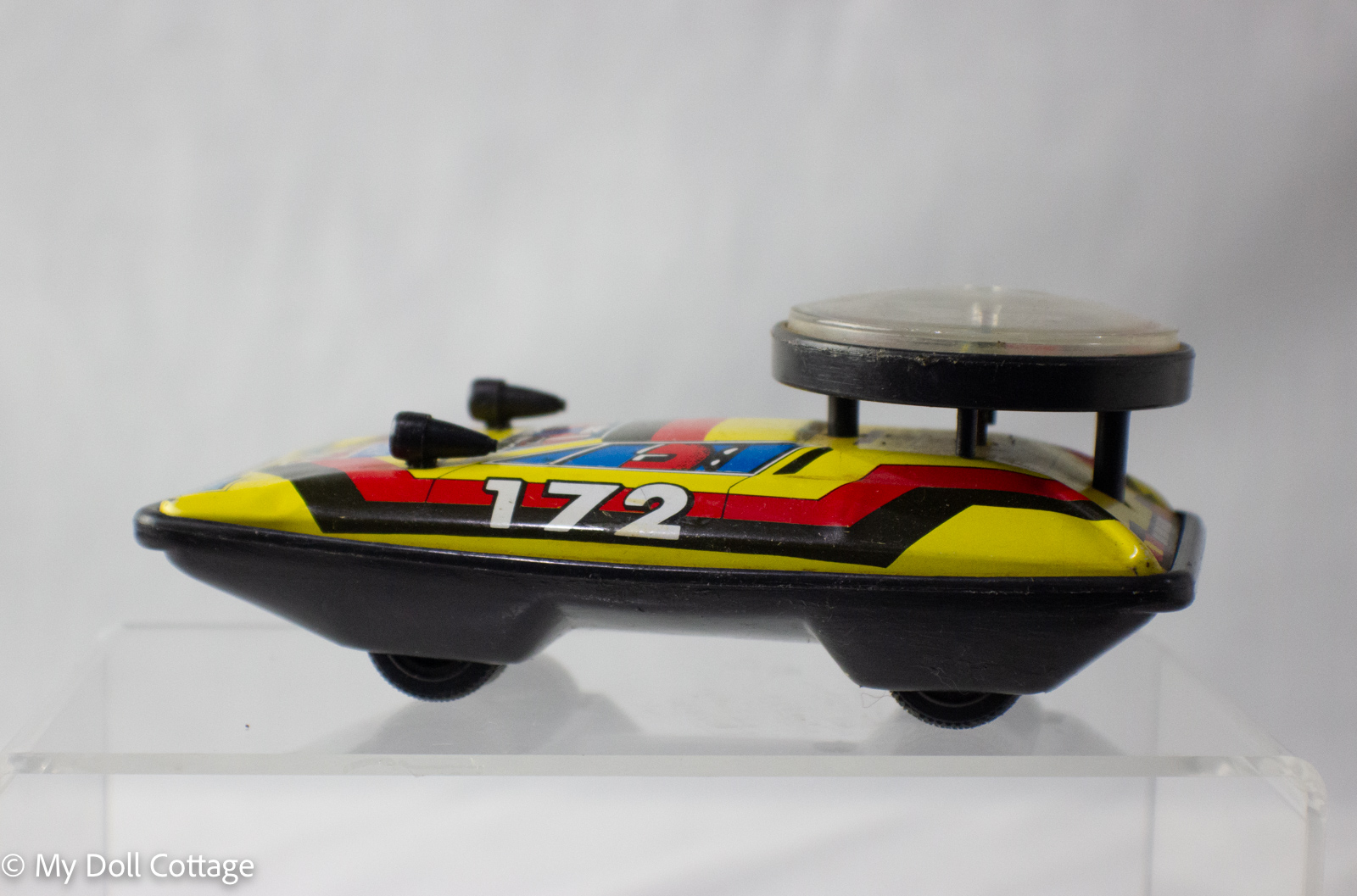 1970's Hover Rally 172 Tin Hovercraft with Spinning Roulette Top