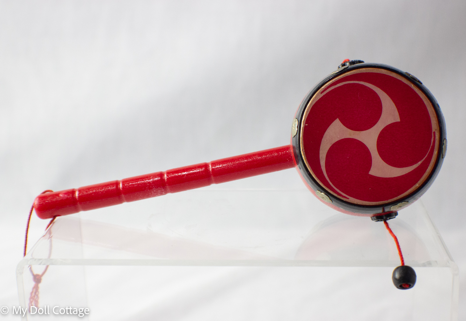 Japanese Den-Den Daiko (Hand Drum) – Red Plastic, 1993
