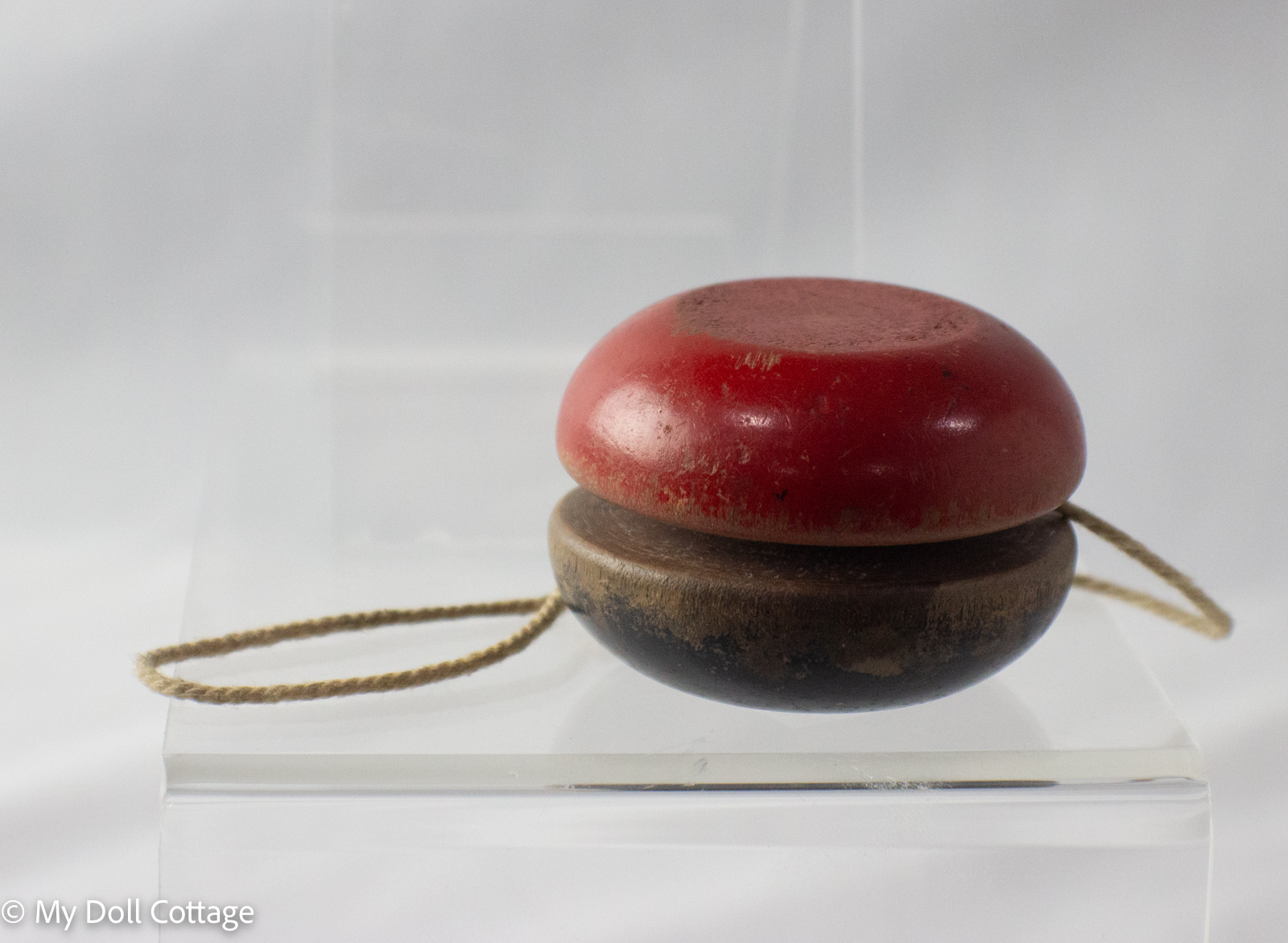 c.1950s Duncan Red and Black Wooden Yo-Yo with Original String