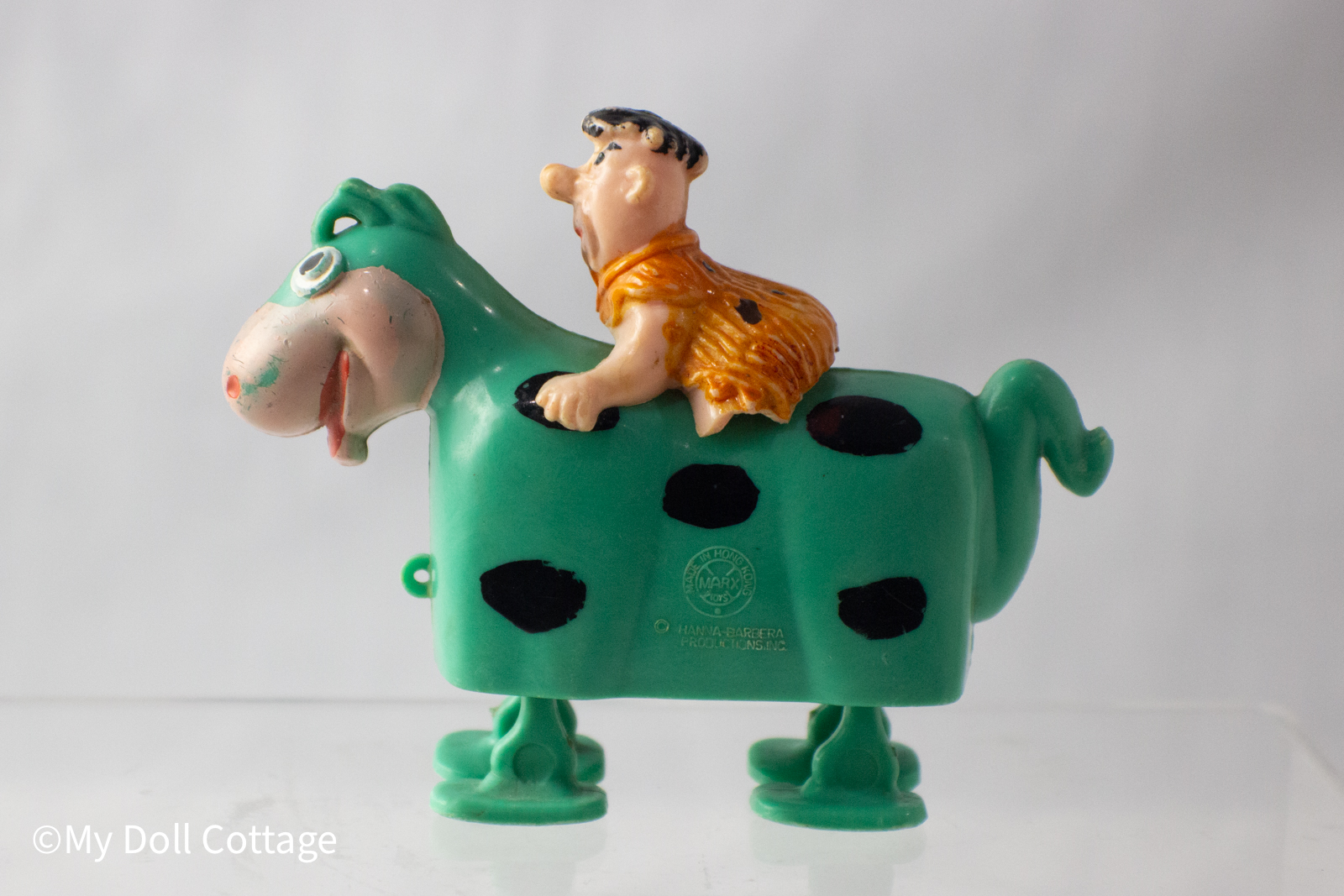 1960s Marx Fred Flintstone on Green Dinosaur Ramp Walker 