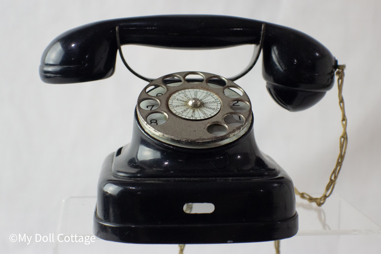 1950s Bakelite Toy Telephone – Metal & String Cord
