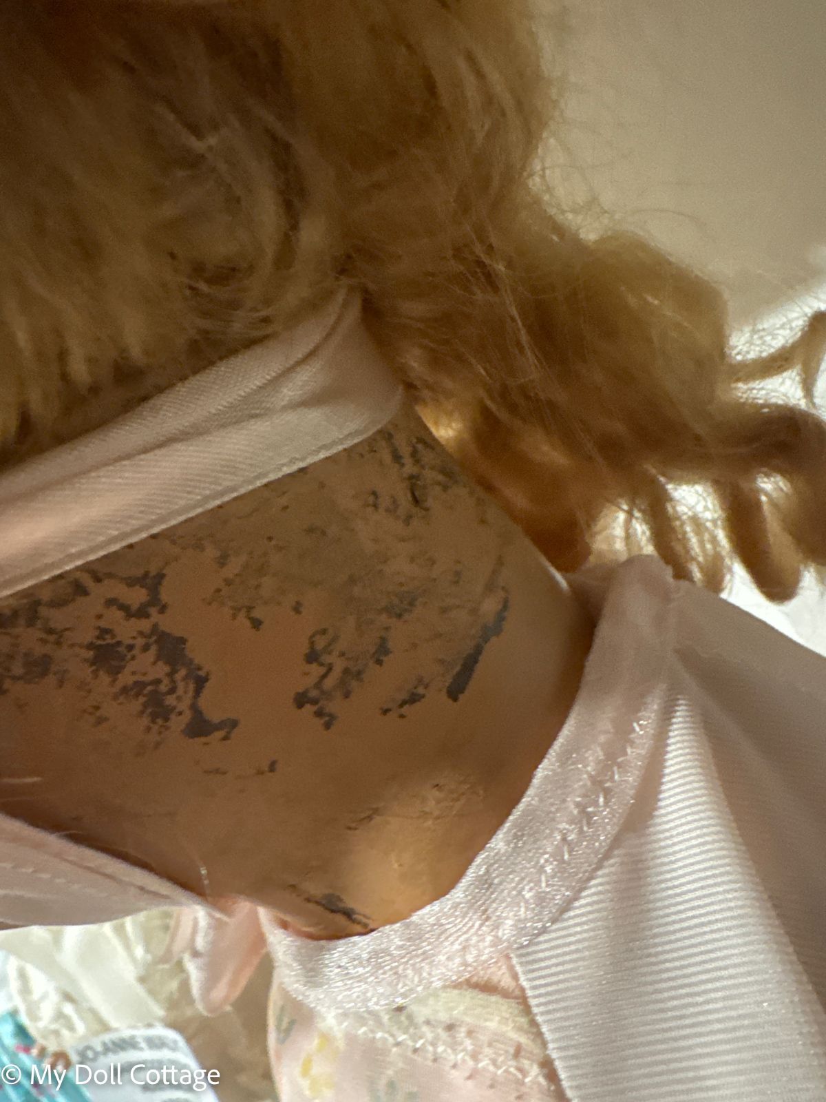 Detail of neck and body showing Barwood marking and surface wear